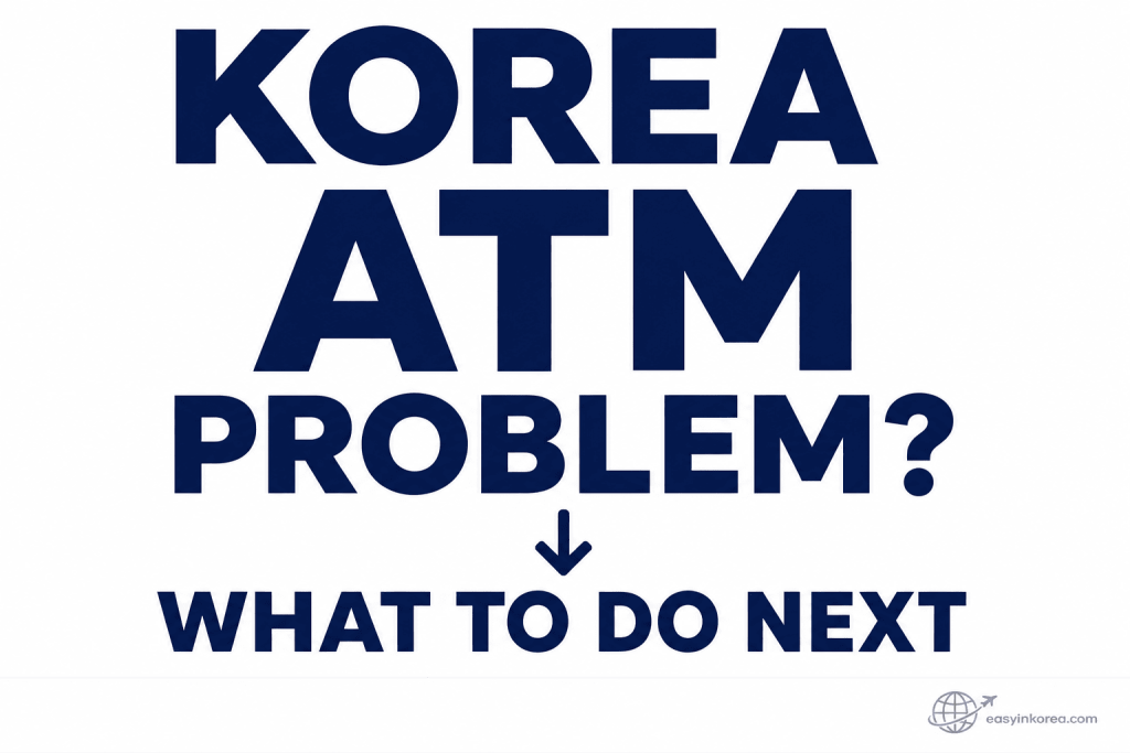 Global ATM and Cash Withdrawal Problems in Korea graphic showing Korea ATM Problem and What to Do Next