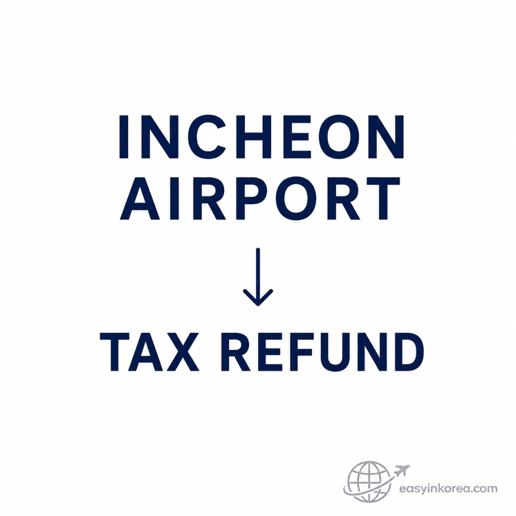 Incheon Airport Tax Refund Guide showing the tax refund topic for travelers leaving Korea