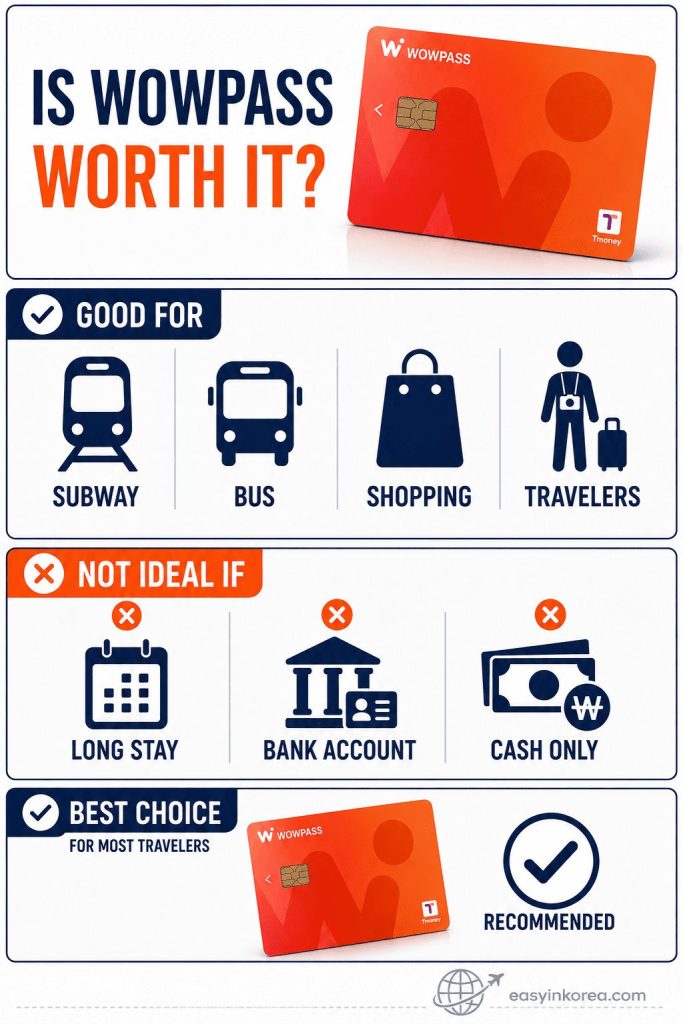 Is WOWPASS Worth It for travelers using subways, buses, shopping, and cash in Korea