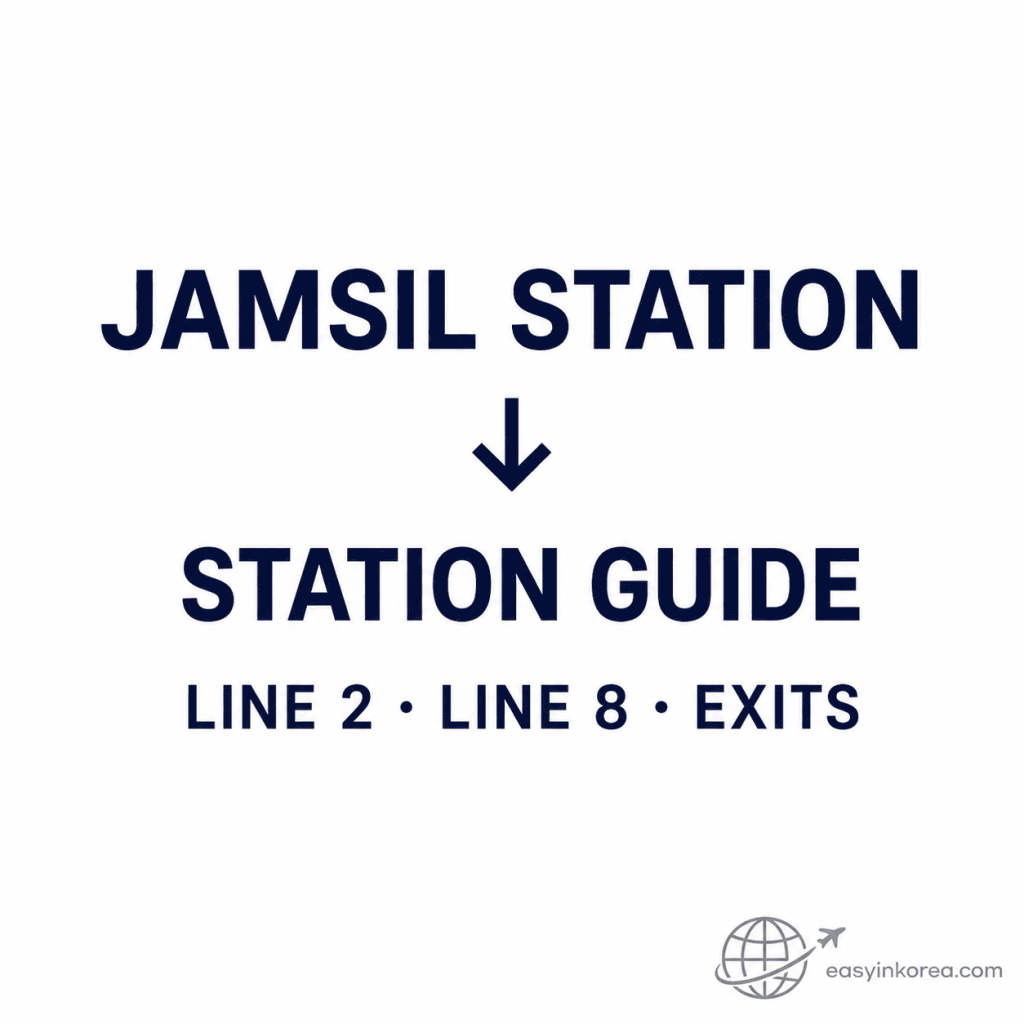 Jamsil Station Guide for Line 2, Line 8, and station exits in Seoul, South Korea.