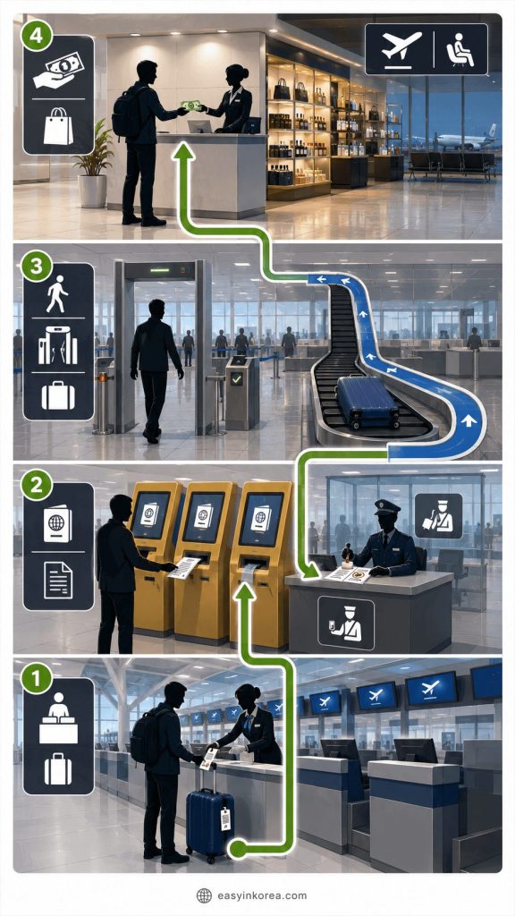 Use this offline Incheon Airport Tax Refund guide to locate kiosks, complete customs inspection, avoid common mistakes, and collect your refund before departure.