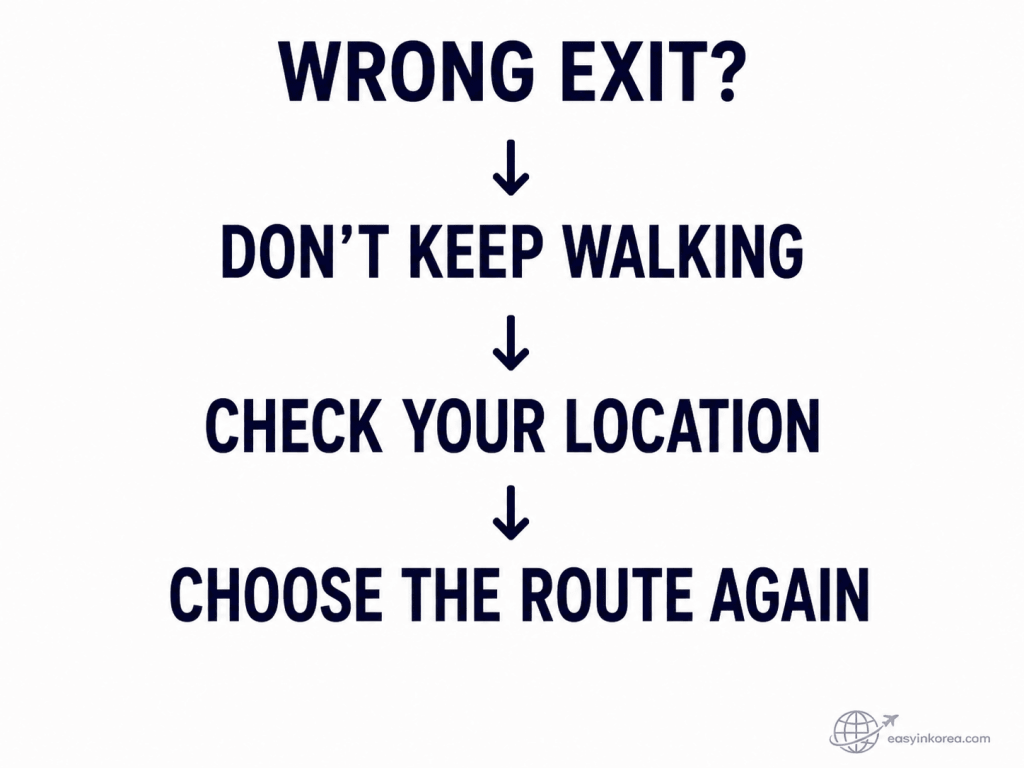 Chungmuro Station Guide showing what to do after taking the wrong exit and how to check your location and choose the route again