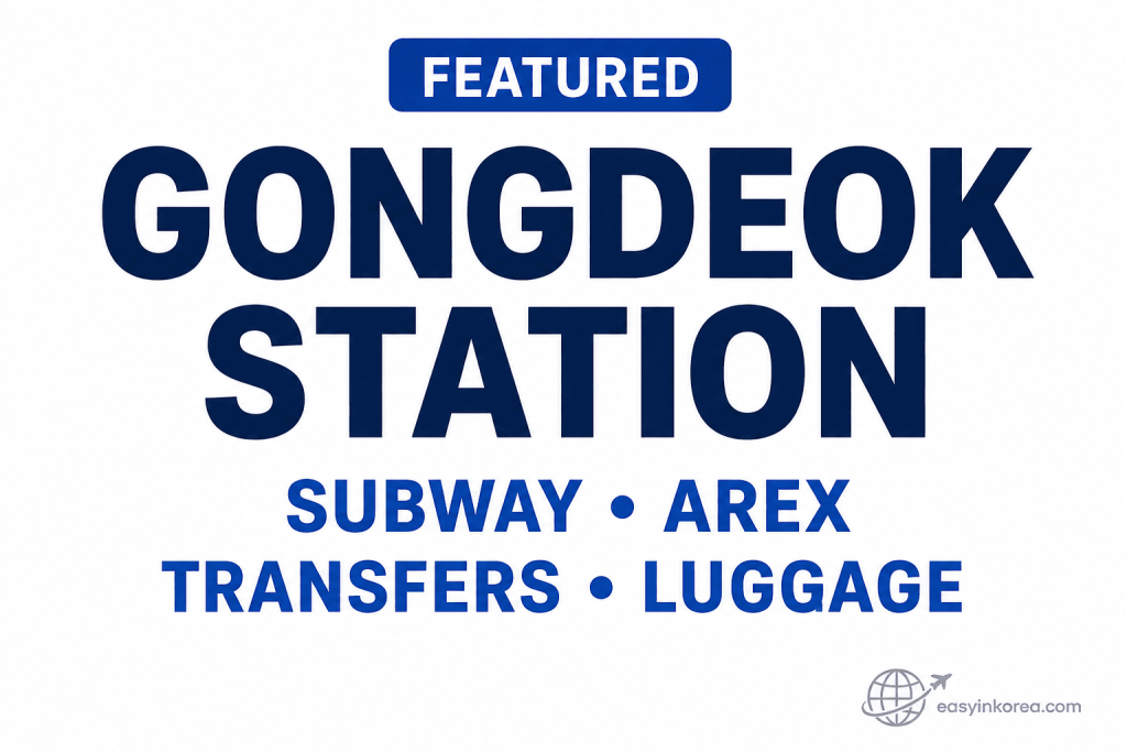 Gongdeok Station Guide featured image for subway, AREX, transfers and luggage travel in Seoul