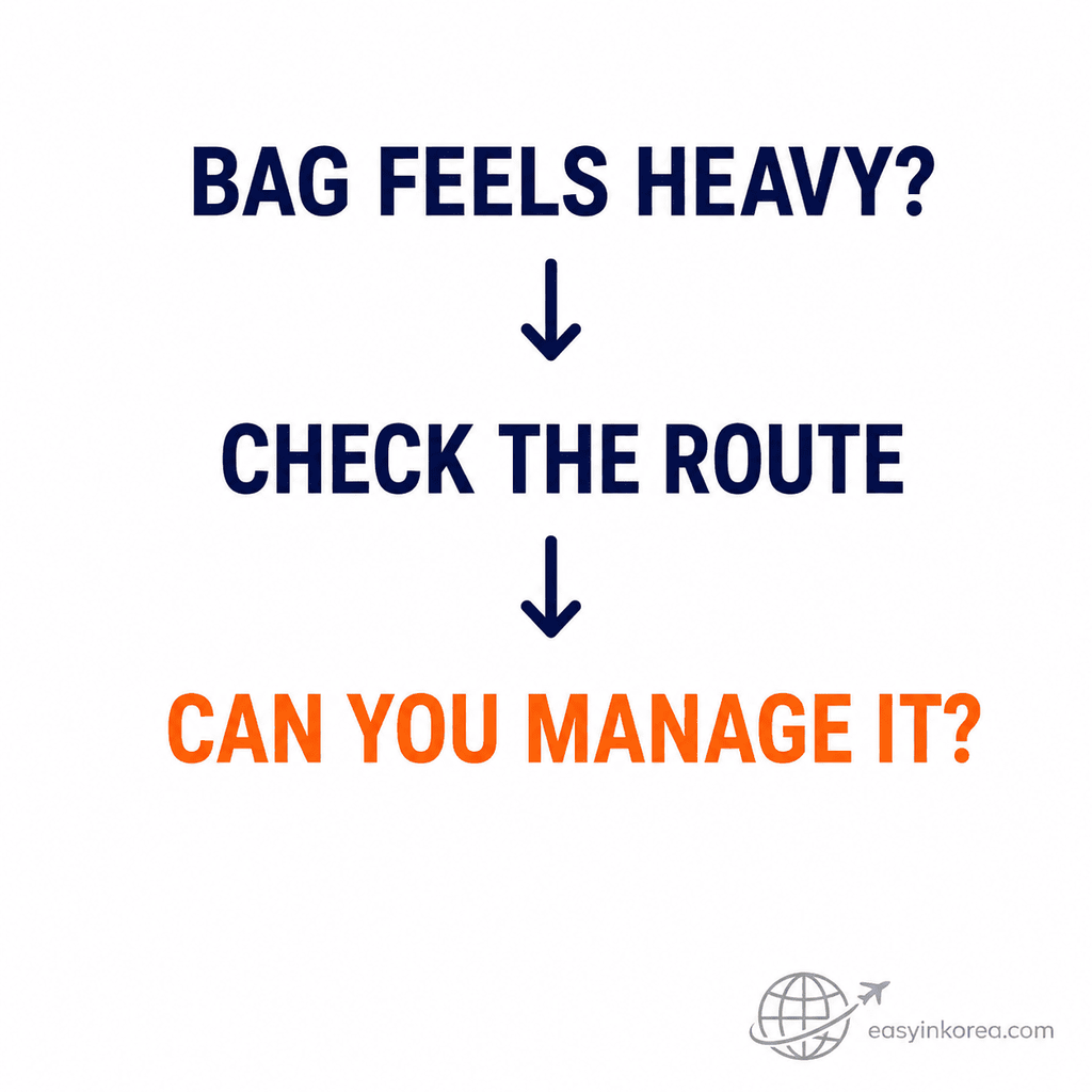 Heavy luggage in Seoul route difficulty check for deciding whether a suitcase is manageable during the trip
