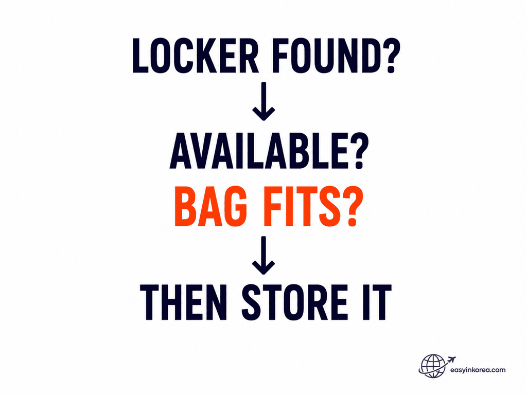 Heavy luggage in Seoul subway locker decision checking availability and whether the suitcase fits