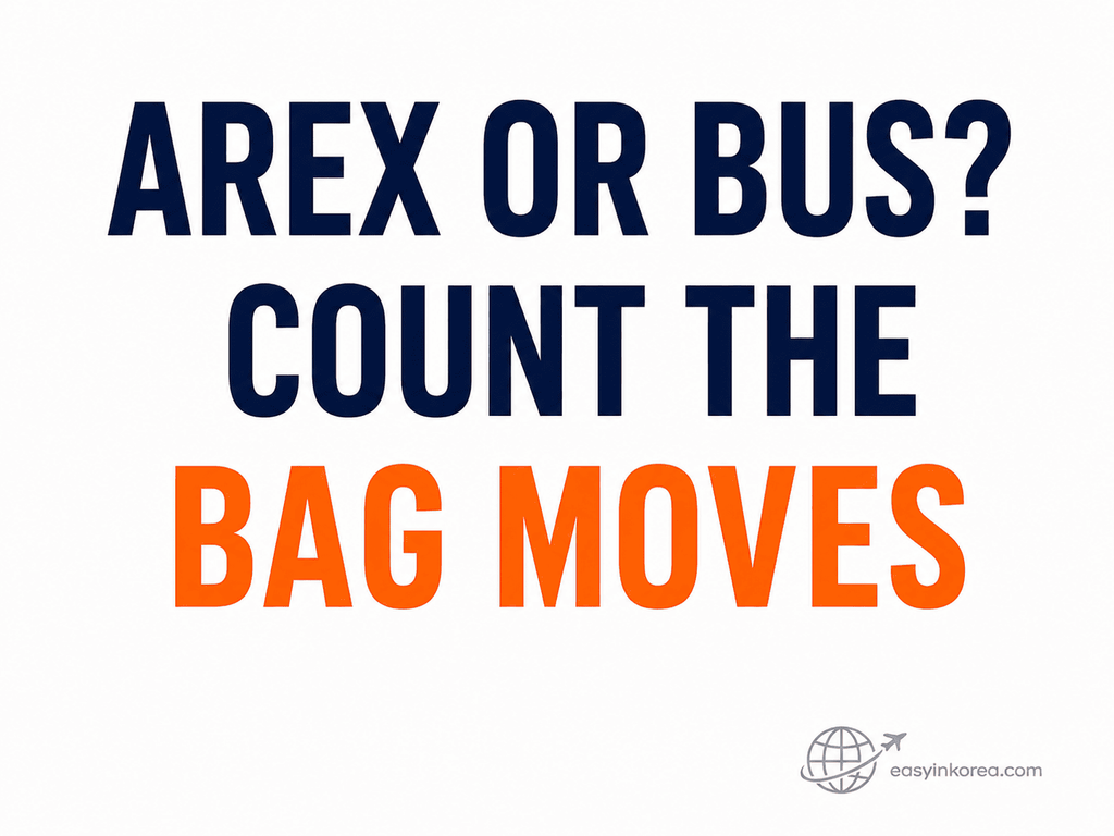 Hongdae to Incheon Airport with heavy luggage comparing AREX and airport bus by counting bag movements