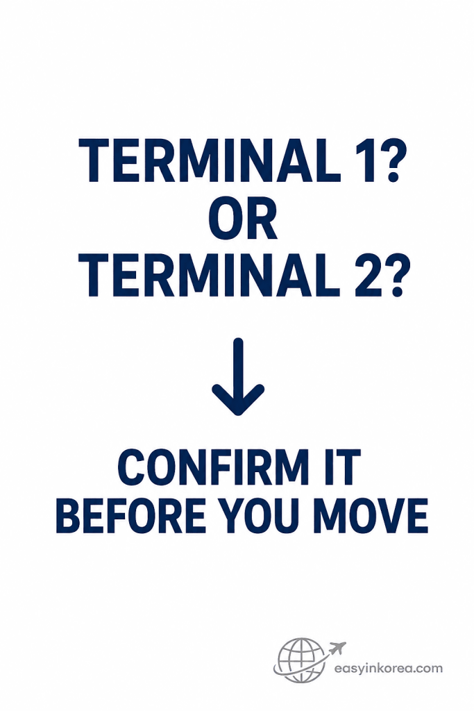 Terminal confirmation decision before following airport directions at Incheon Airport