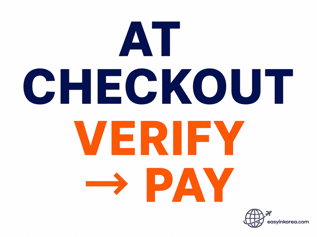 Korea Immediate Tax Refund checkout flow from verification to payment