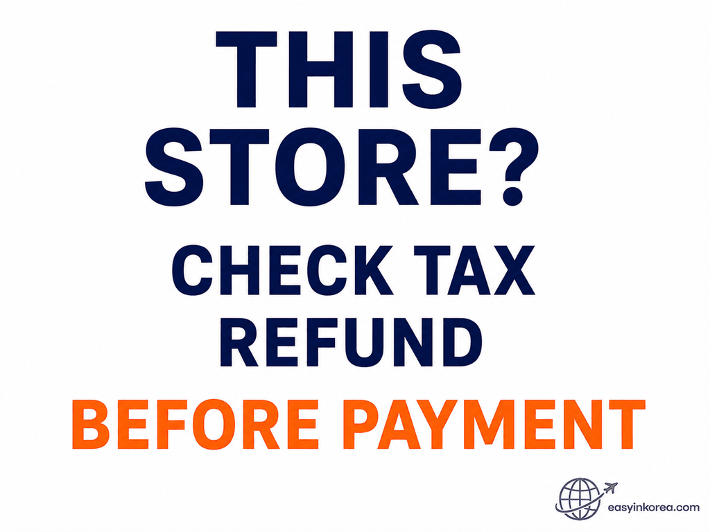Korea Immediate Tax Refund store check before payment