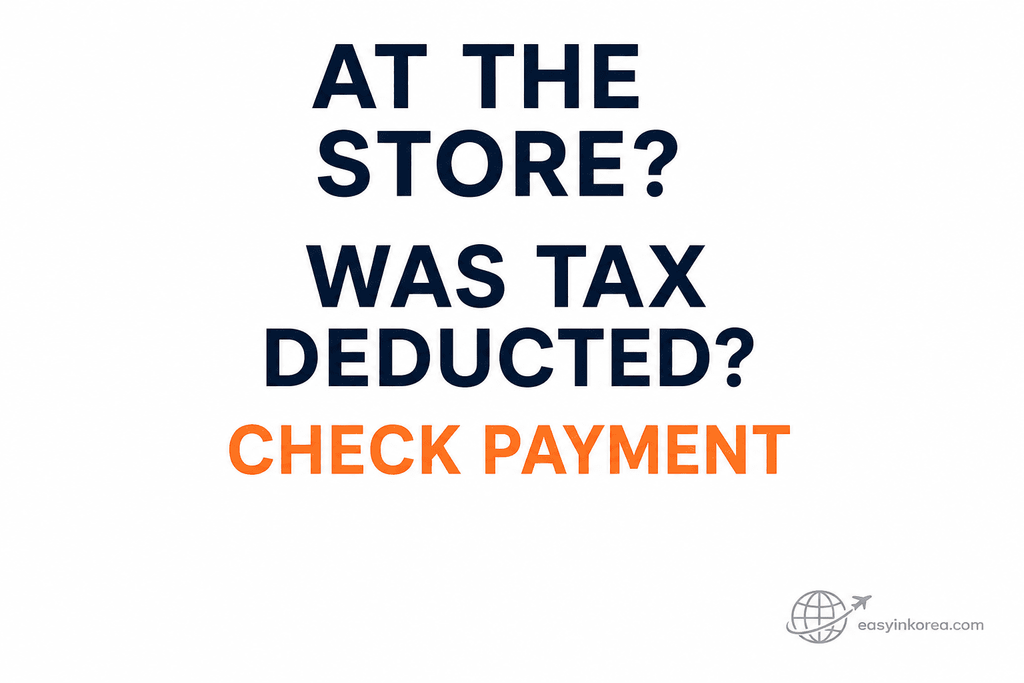 Korea Tax Refund store check asking whether tax was deducted from the payment at checkout