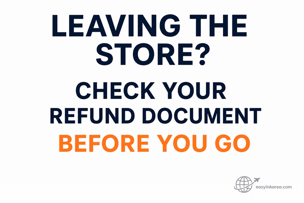 Korea Tax Refund document check before leaving the store to confirm the remaining refund process