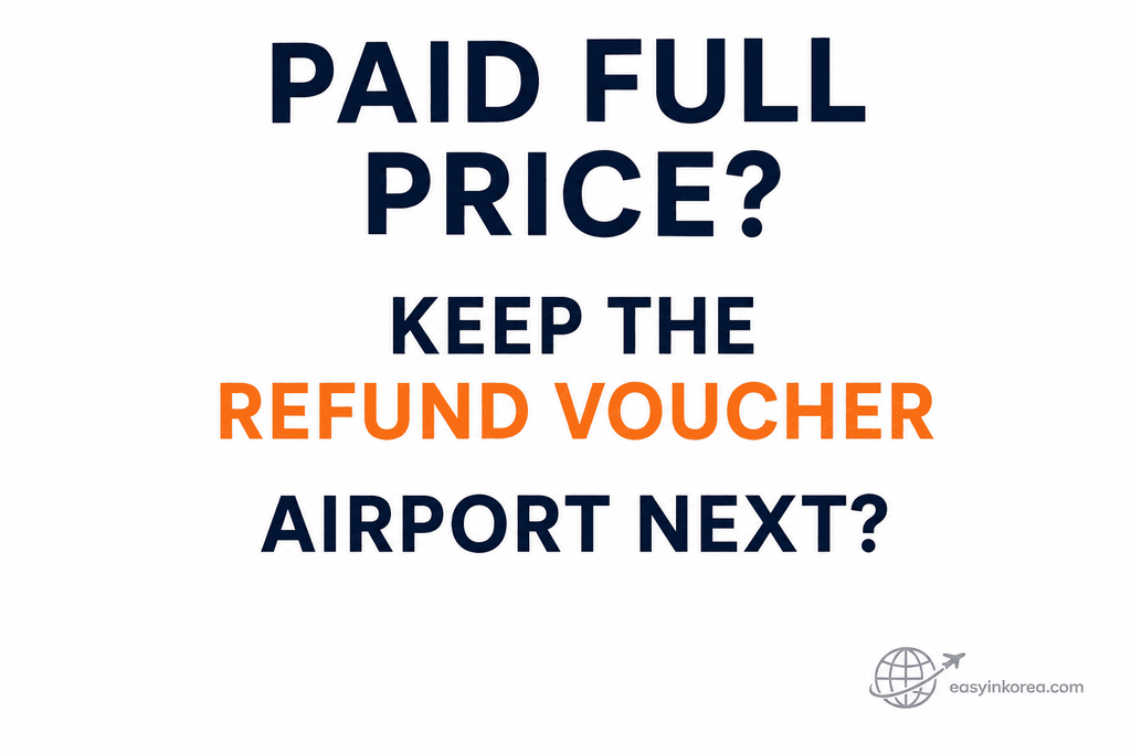 Korea Tax Refund airport path check after paying full price and keeping the refund voucher
