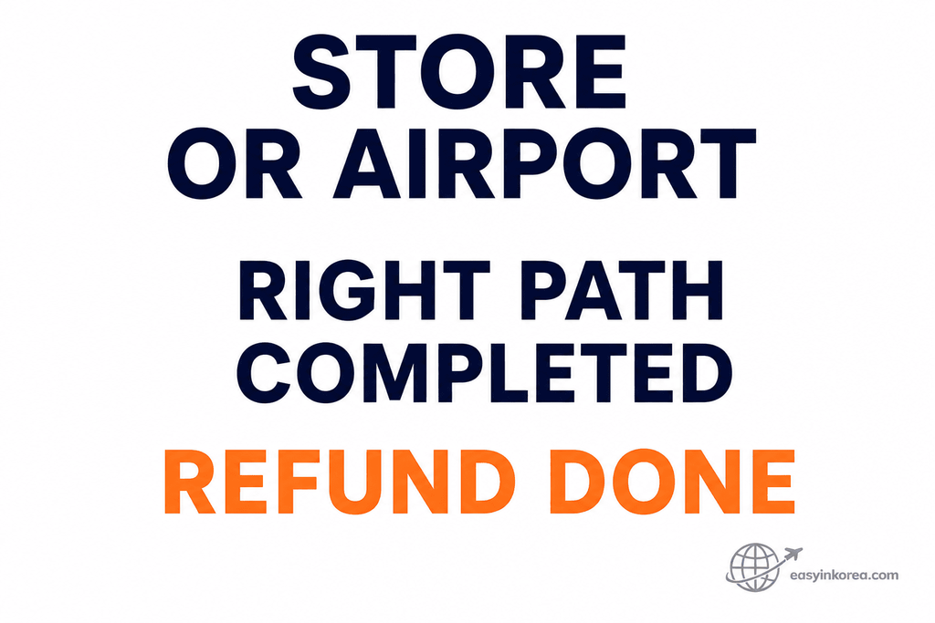 Korea Tax Refund completion image showing the correct store or airport refund path completed
