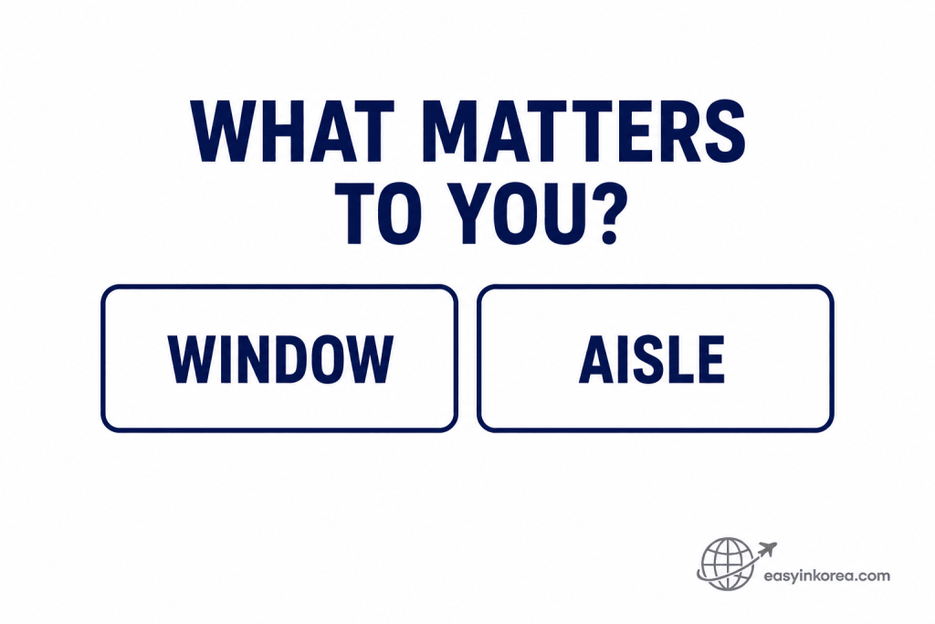 KTX Seat Selection guide comparing window and aisle seat options