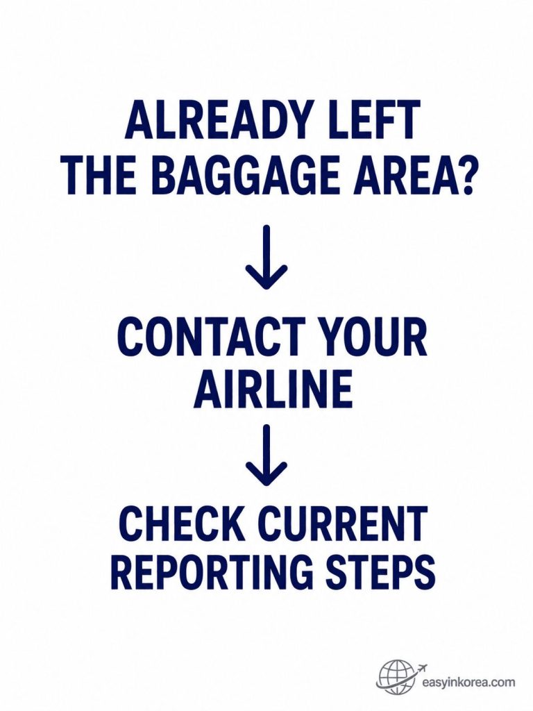 Lost or Delayed Luggage at Incheon Airport guide showing what to do after leaving the baggage area