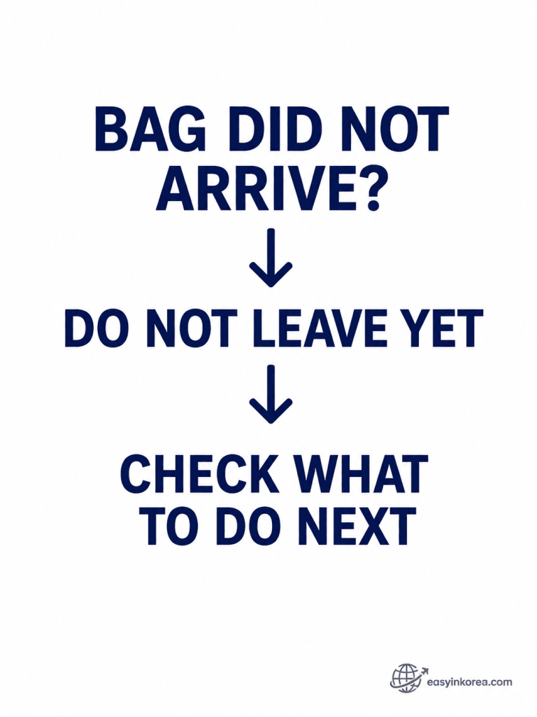 Lost or Delayed Luggage at Incheon Airport guide showing what to do when a checked bag does not arrive