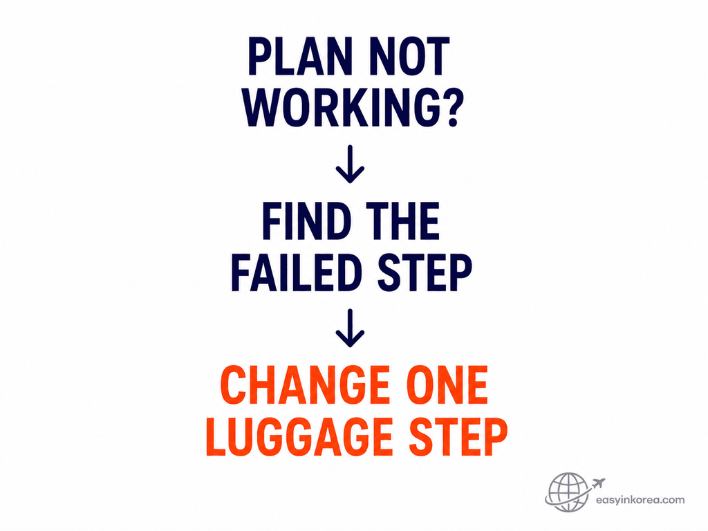 Recovery plan for luggage storage before Incheon Airport when one part of the baggage or airport route no longer works