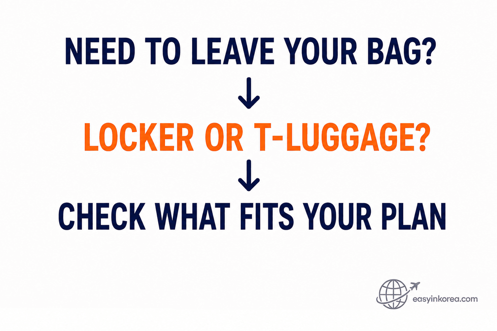 Myeongdong luggage storage decision comparing a station locker with T-Luggage