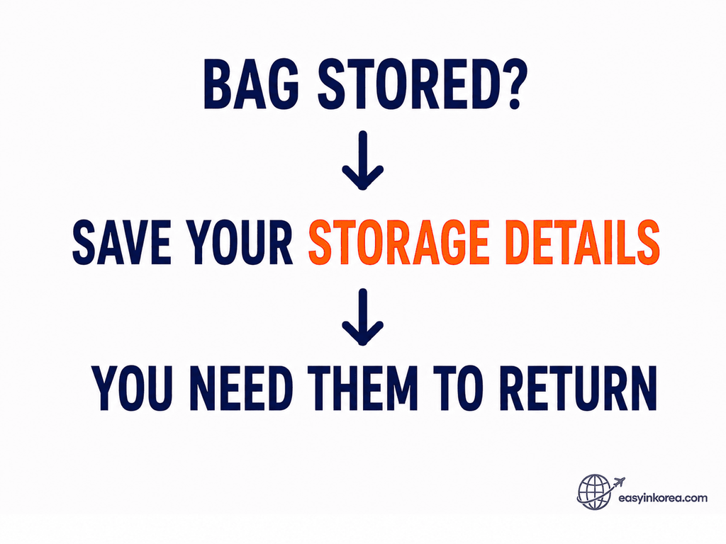 Traveler saving retrieval details after using Myeongdong luggage storage