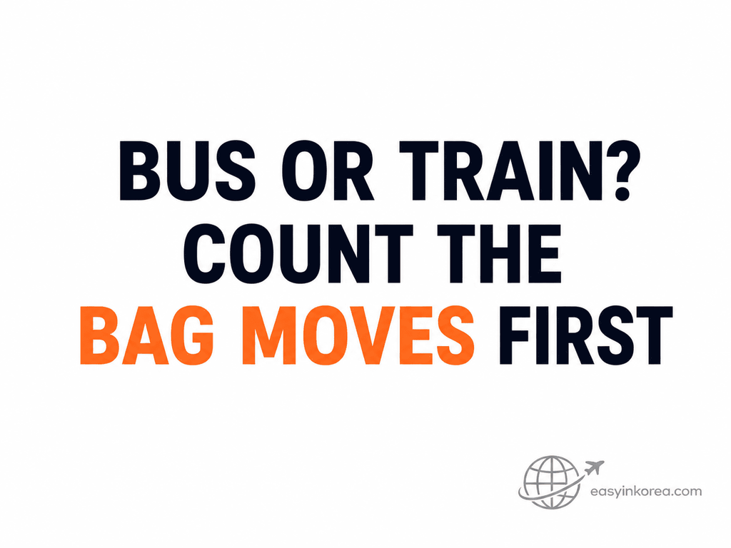 Myeongdong to Incheon Airport with heavy luggage comparing bus or train by counting bag movements first