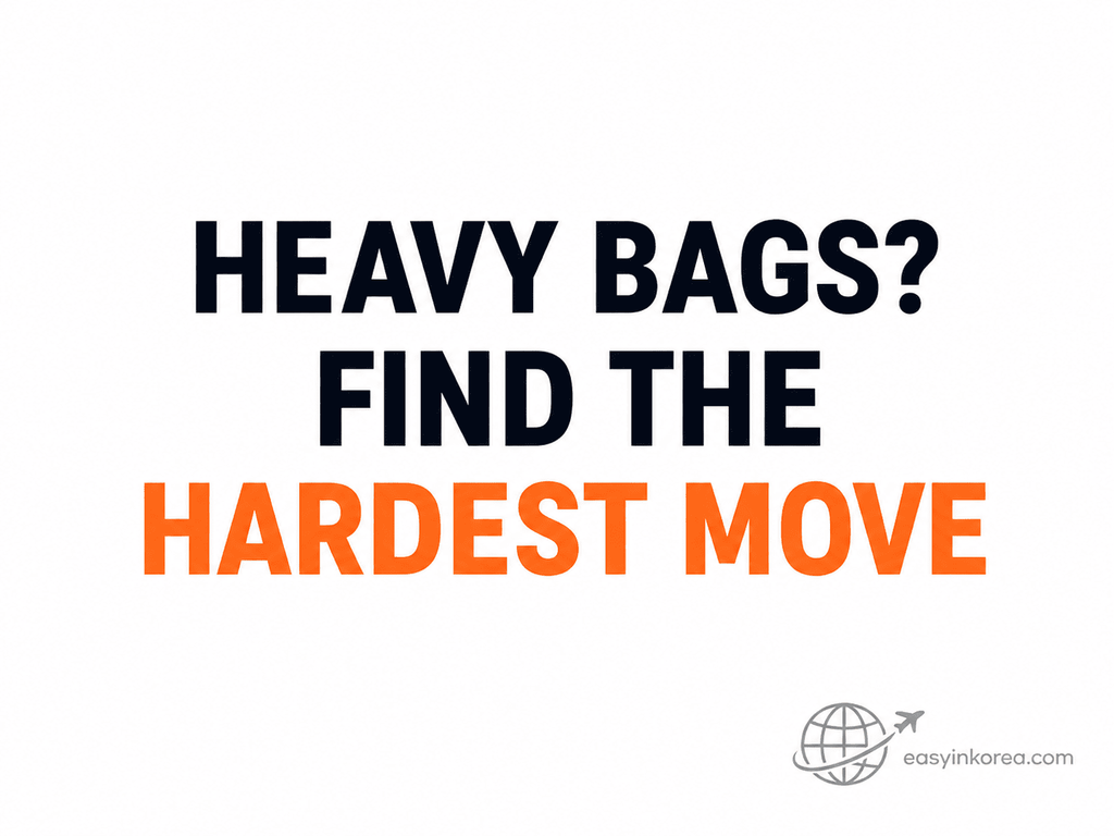 Myeongdong to Incheon Airport with heavy luggage by finding the hardest luggage movement first