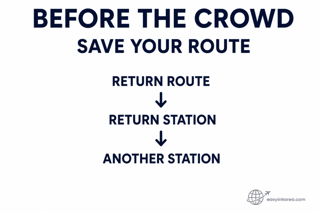 Seoul Fireworks Festival 2026 route backup showing return route, return station, and another station option