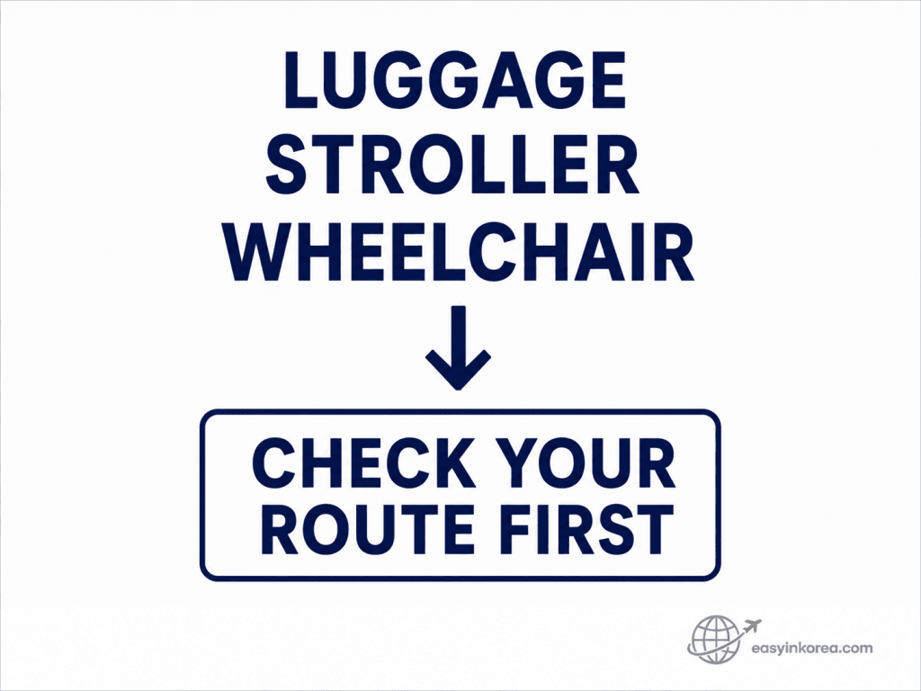 Seoul Station Navigation Guide for luggage, stroller, and wheelchair routes with a check your route first reminder