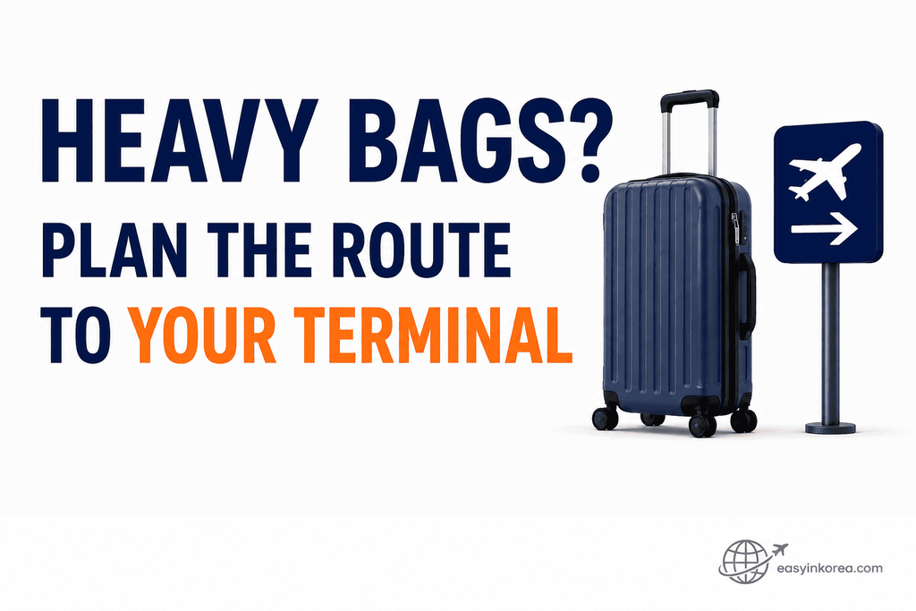 Seoul Station to Incheon Airport with heavy luggage route to the correct terminal