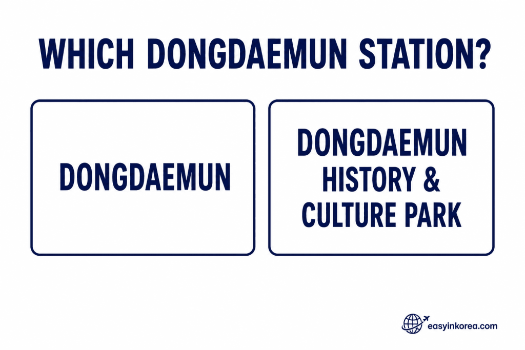 Seoul Subway Line 4 comparison of Dongdaemun Station and Dongdaemun History and Culture Park Station