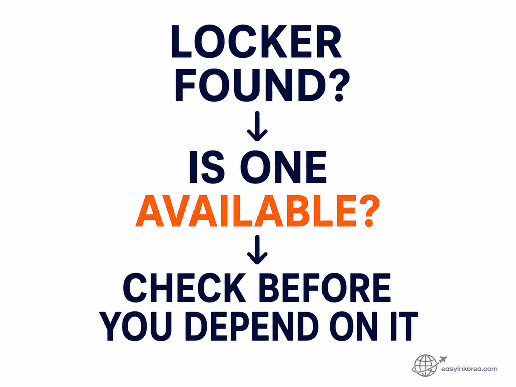 Seoul subway locker availability check showing travelers to verify a suitable empty locker before depending on it