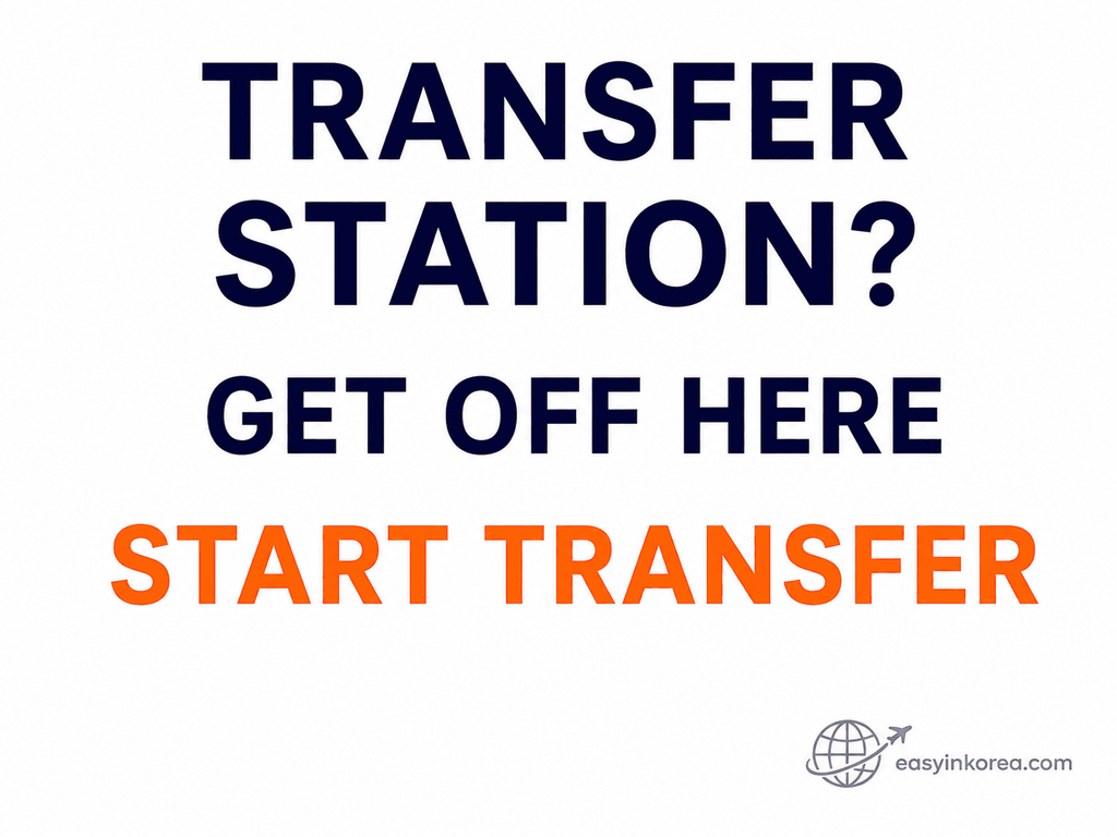 Seoul Subway Transfer image showing when to get off at the transfer station and start changing lines
