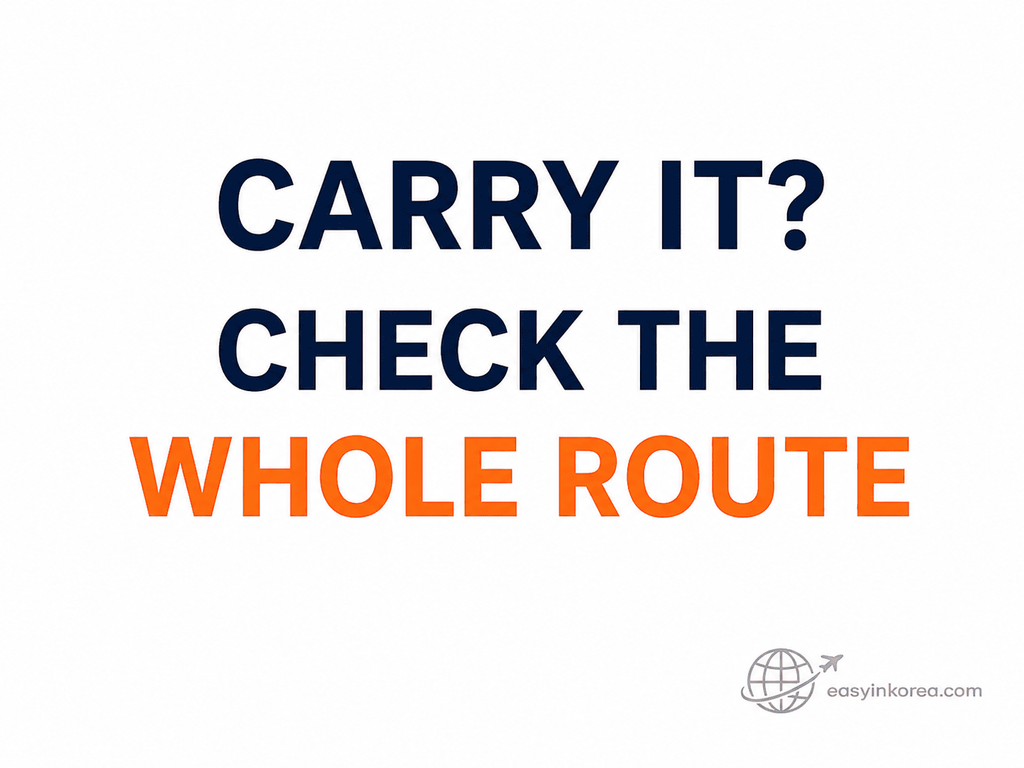Seoul Travel with Luggage guide showing travelers to check the whole route before carrying bags across Seoul