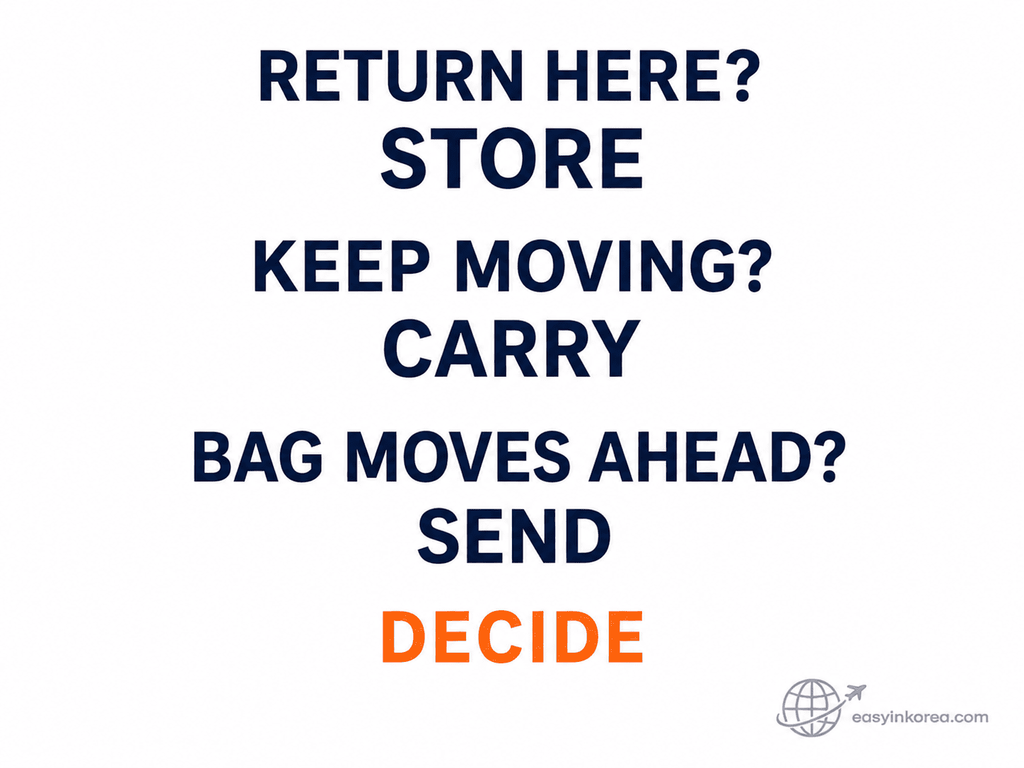 Seoul Travel with Luggage quick decision guide for choosing whether to store, carry, or send bags