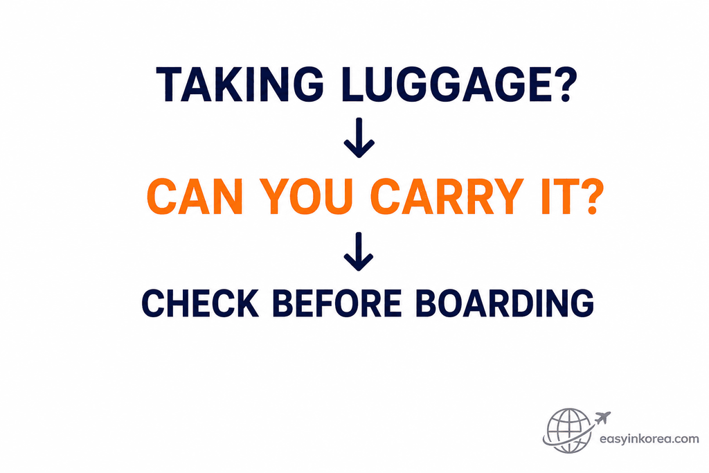KTX luggage carry decision for travelers checking whether they can manage their bags before boarding