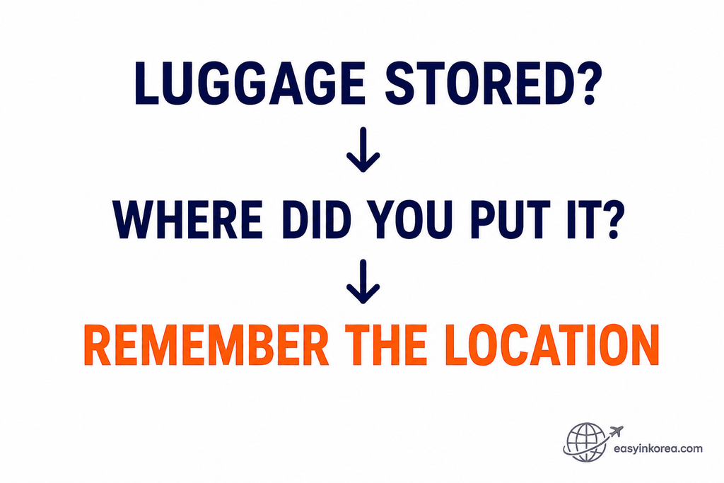 KTX luggage storage location check for remembering where a suitcase is stored onboard