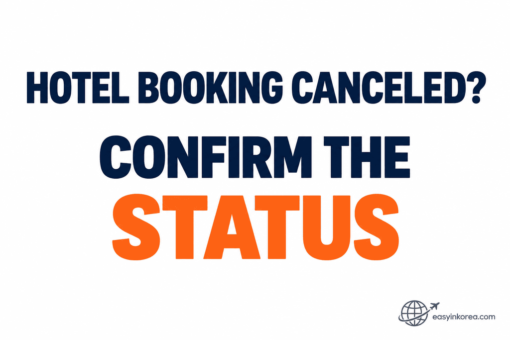 Hotel canceled your reservation in Korea guide showing travelers to confirm the booking status before deciding what to do next