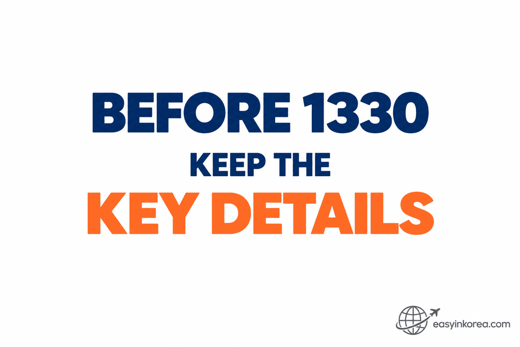 Traveler preparing location, booking, payment, or service details before contacting the 1330 Korea Travel Helpline