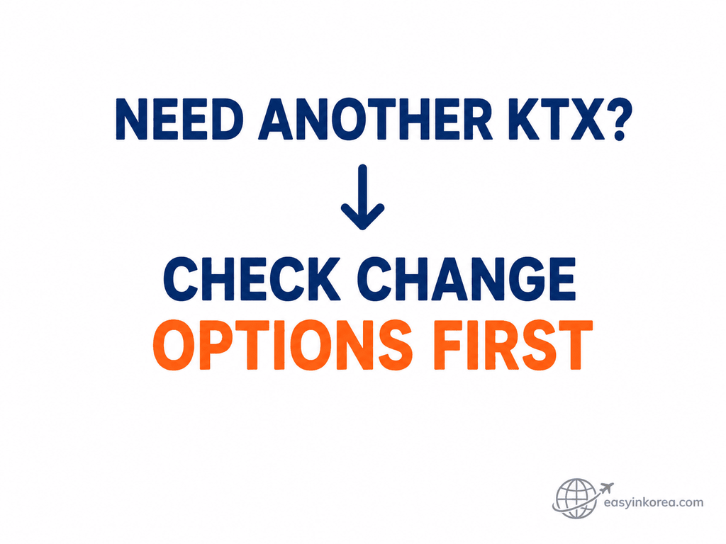 KTX ticket change decision showing travelers to check change options before canceling
