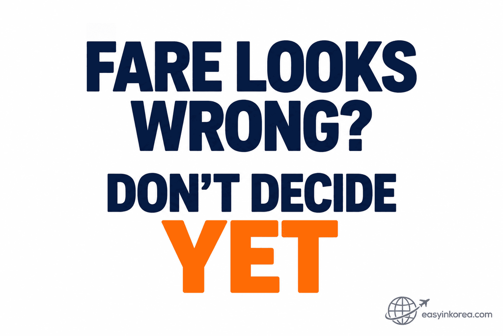 Taxi overcharge in Korea guide telling travelers not to decide yet when a fare looks wrong before checking the ride facts.