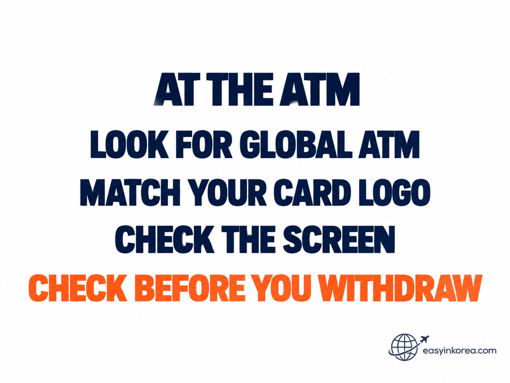 Check a Global ATM in Jamsil for foreign card logos and screen information before withdrawing cash