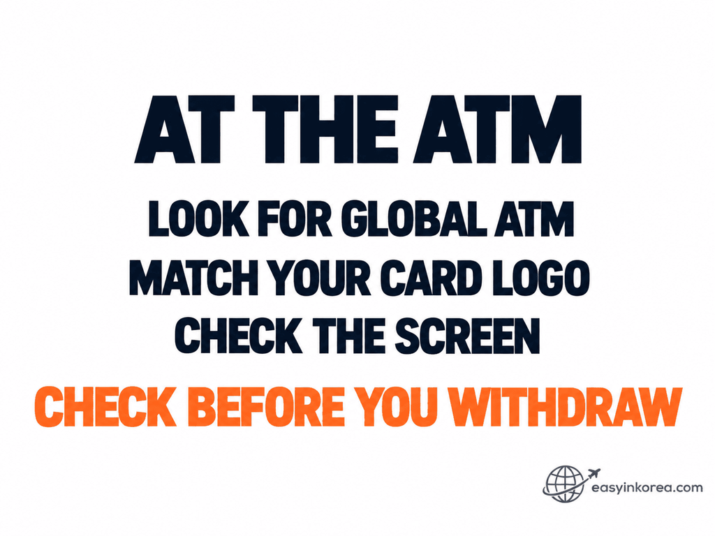 ATM in Seongsu foreign card check at a Global ATM before withdrawing Korean won
