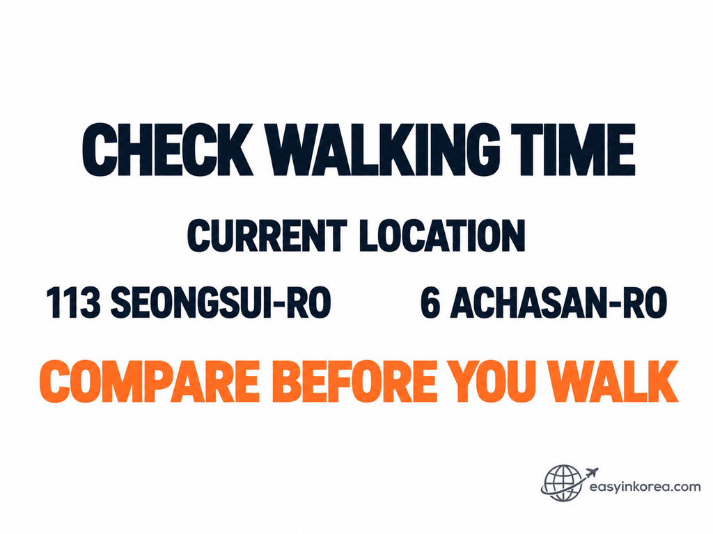 ATM in Seongsu walking route comparison from current location to two Global ATM options