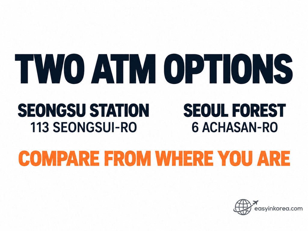 ATM in Seongsu comparison of Global ATM options near Seongsu Station and Seoul Forest